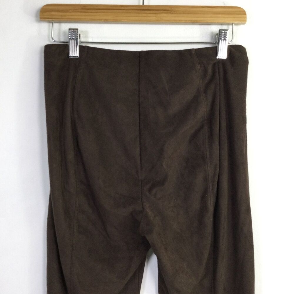 Lysse Womens Faux Suede High Waist Velvet Leggings Pull-On Dark Brown Size M - Picture 8 of 15